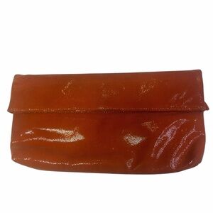 Shiny Orange Fold-Over Clutch